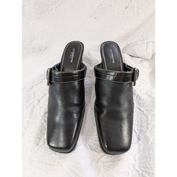 NWOT! LIZ CLAIBORNE! "FLEX" BLACK GENUINE SUEDE LEATHER SQUARE TOE MULES! SZ 10M - Picture 4 of 10